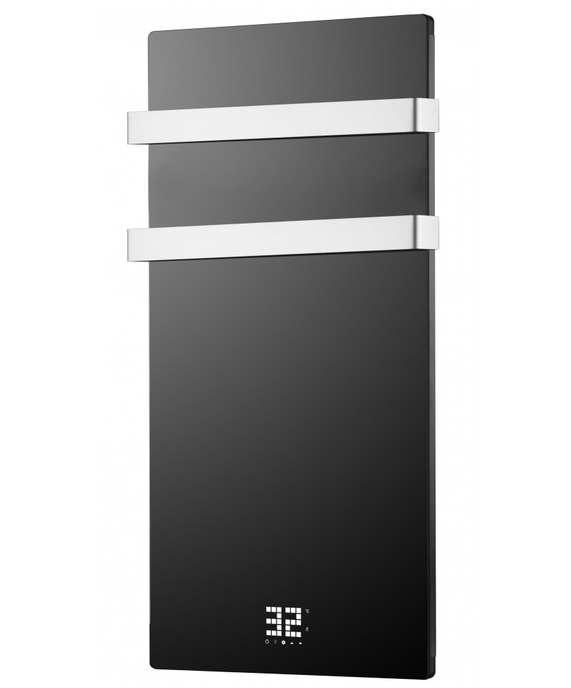 Toalheiro elétrico em vidro preto 380W