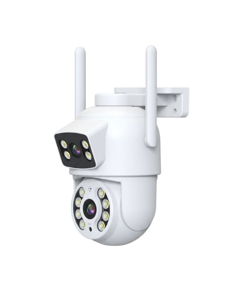 Cámara PTZ de exterior con visión nocturna y doble lente