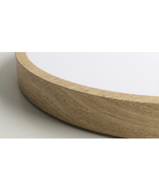 Plafón LED circular extraplano con aro efecto madera.