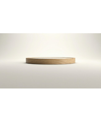 Plafón LED circular extraplano con aro efecto madera.